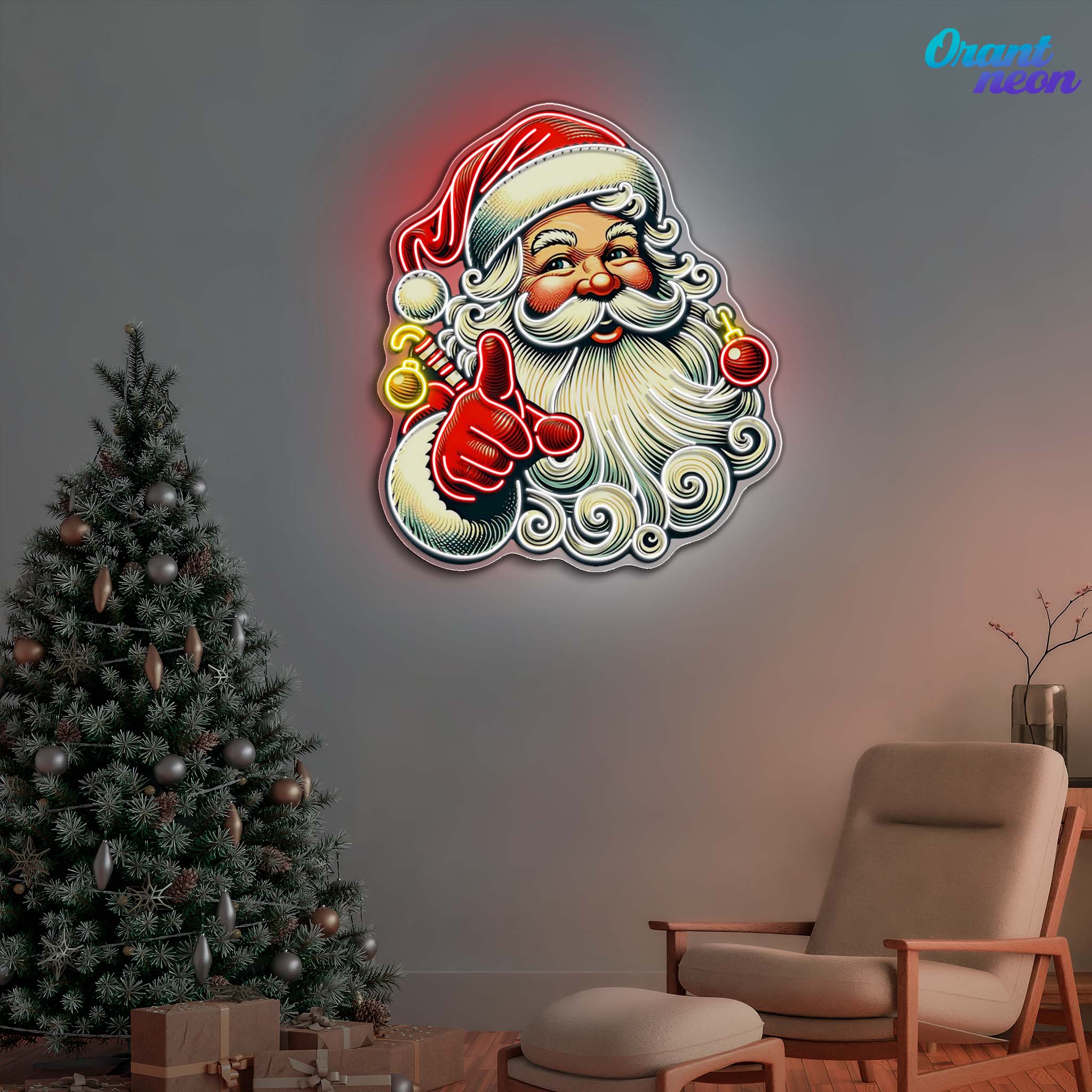 Sweet Santa: A Smile for Christmas Neon Sign Light Artwork