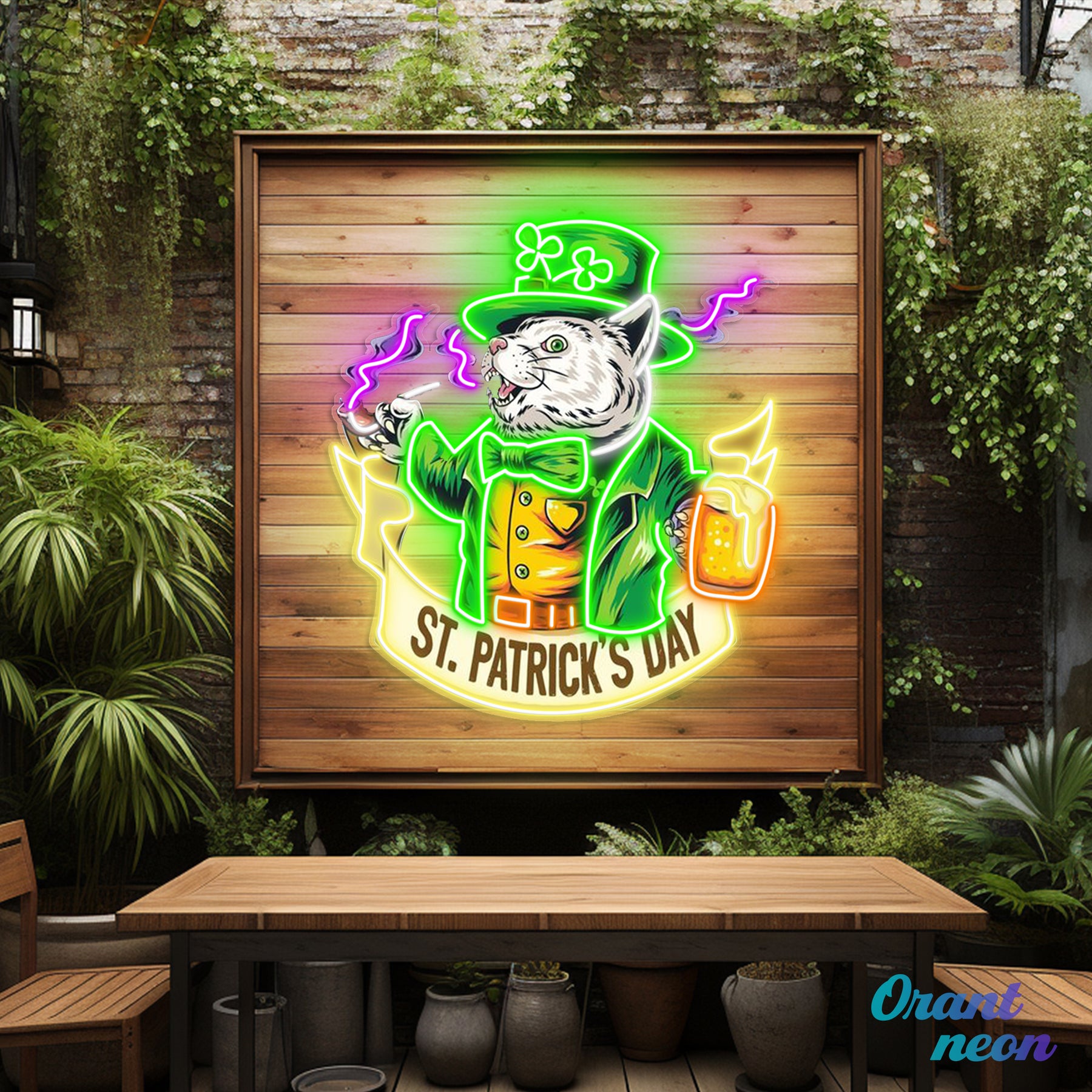 Patrick's Day Mouse Holding Beer And Cigarette Led Neon Acrylic Artwork