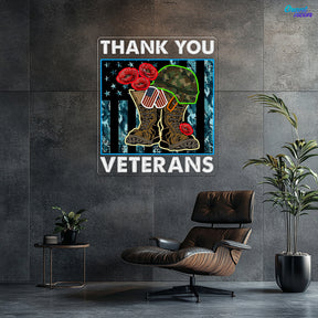 Veterans Day: Courage in Light Neon Sign Light Artwork