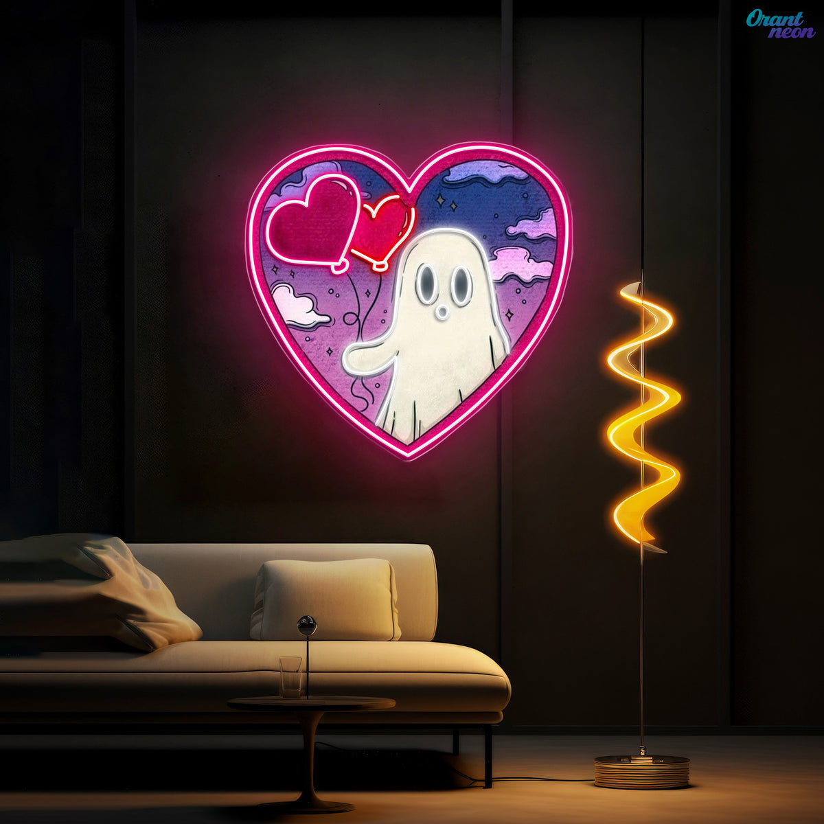 Ghostly Love Bubbles: A Valentine Glow Best Gift For Valentine Neon Sight Light Artwork