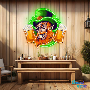 Patrick's Day Cool Goblin Smile and Beer Led Neon Acrylic Artwork
