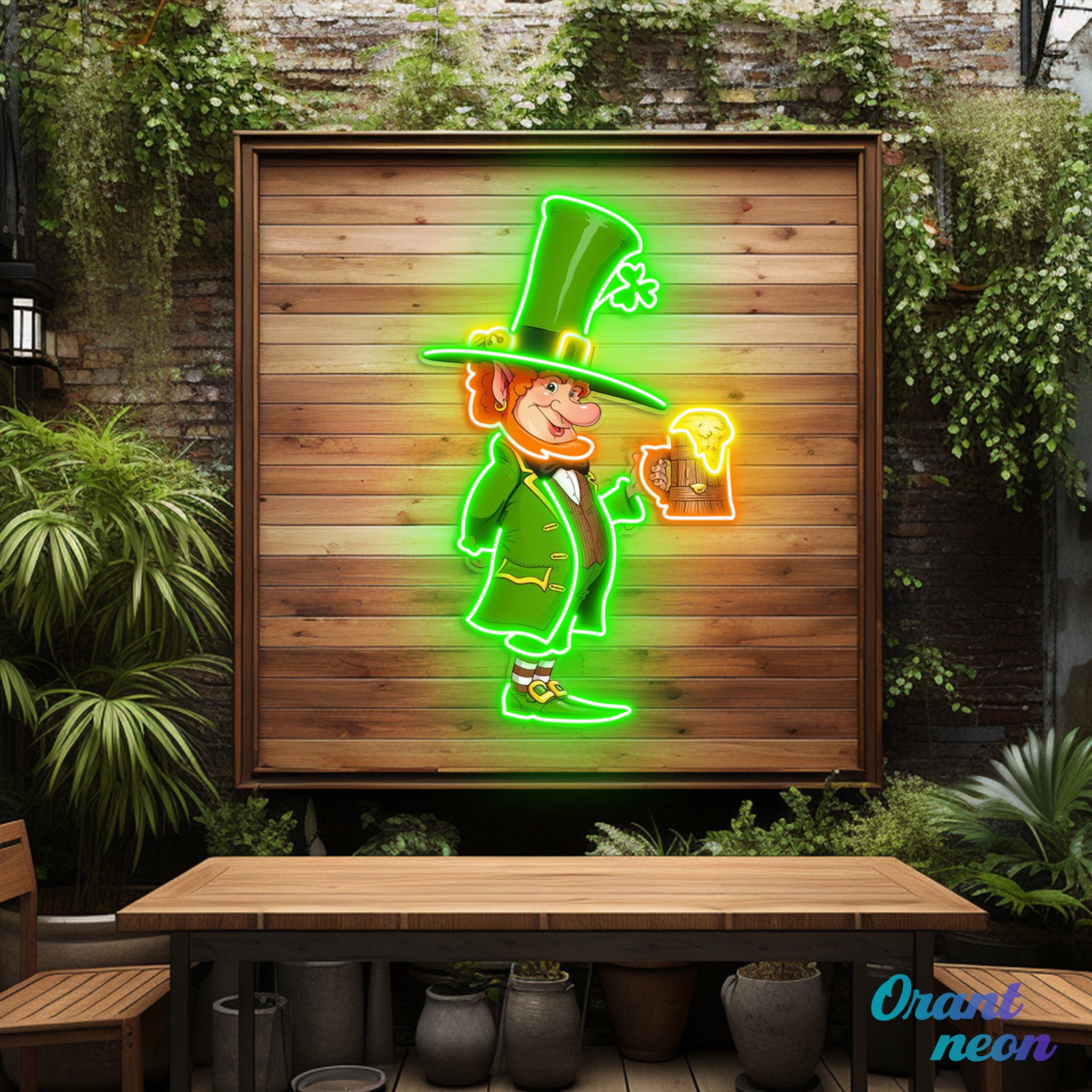 Patrick's Day Goblin Drinking Beer And Welcome Led Neon Acrylic Artwork