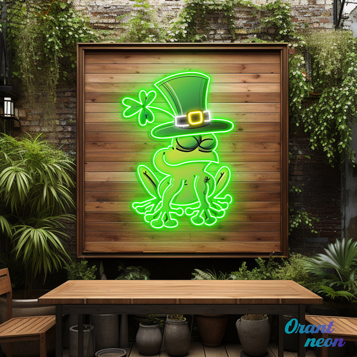Patrick's Day Frog Wearing Hat and Sleeping Led Neon Acrylic Artwork