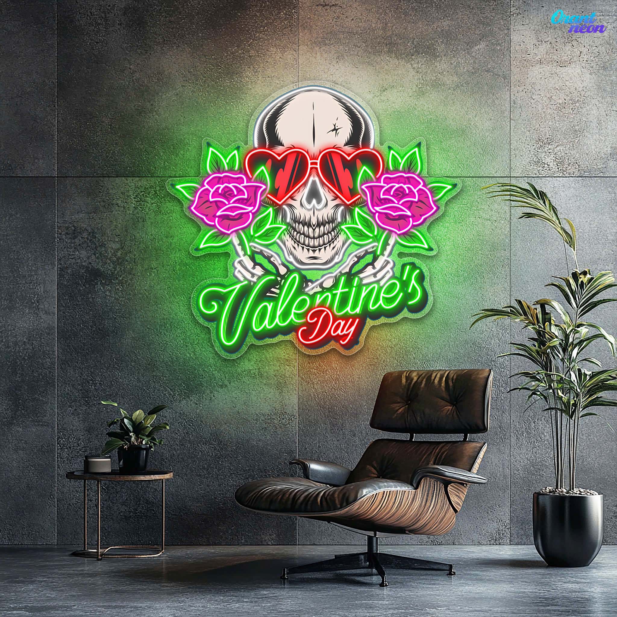 Dead Sexy Love: Skull, Rose, and Neon Vibes Best Gift For Valentine Neon Sight Light Artwork