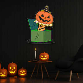 Jack in the Box Pumpkin Halloween Neon Sign – Fun & Spooky Green LED Wall Decor