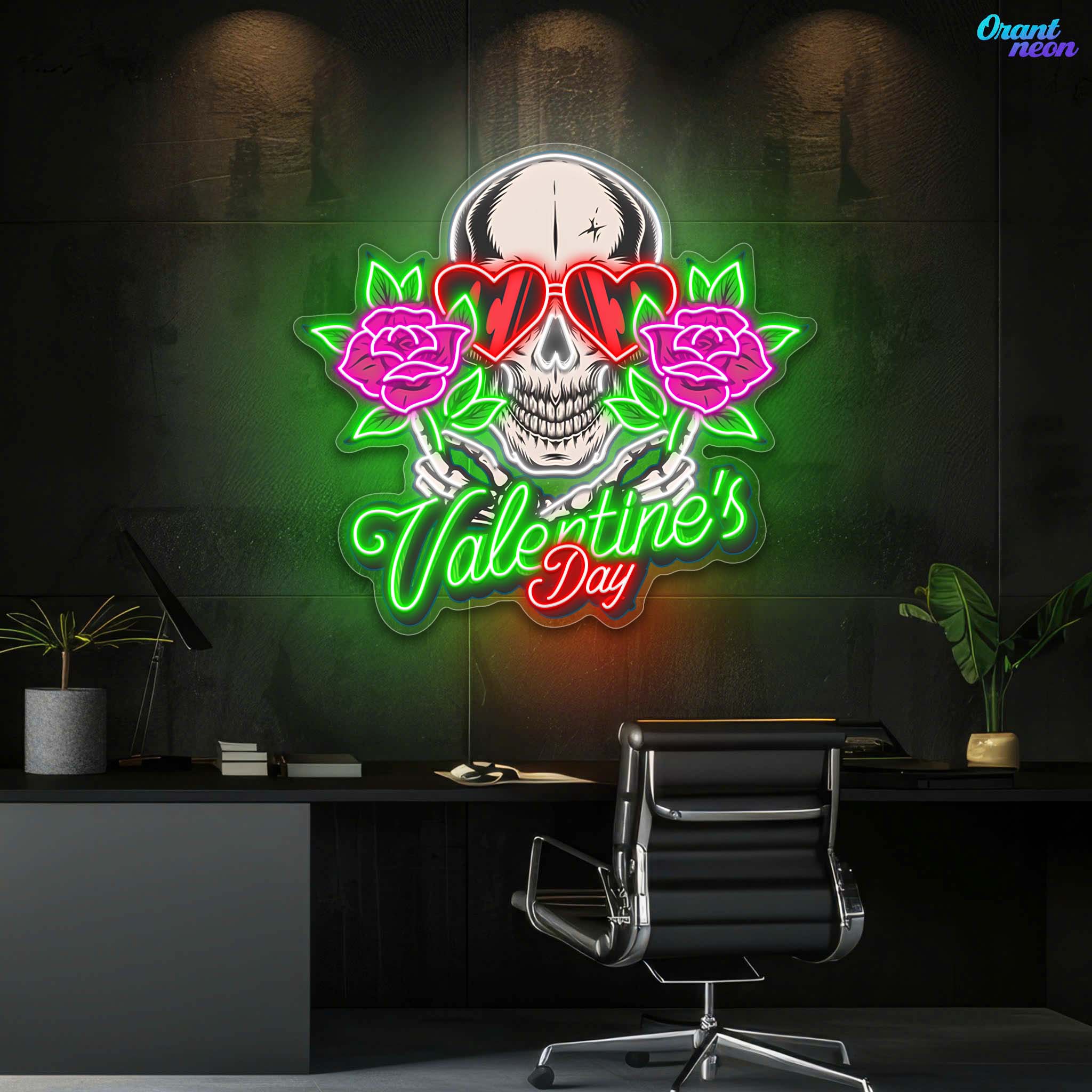 Dead Sexy Love: Skull, Rose, and Neon Vibes Best Gift For Valentine Neon Sight Light Artwork