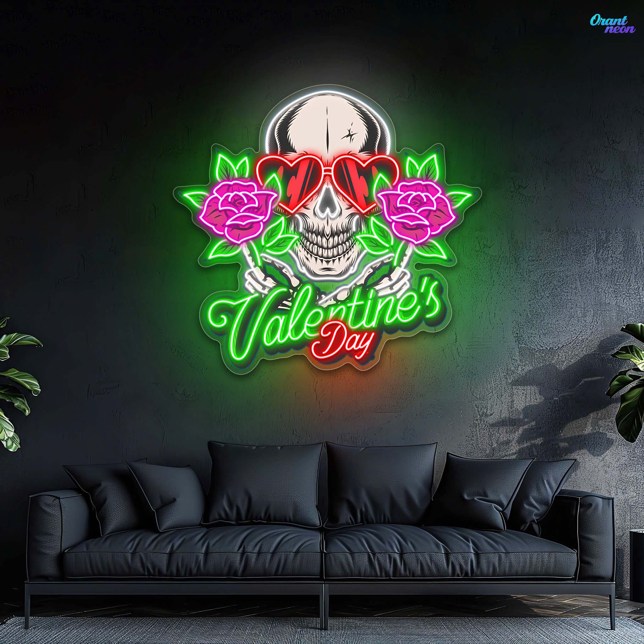 Dead Sexy Love: Skull, Rose, and Neon Vibes Best Gift For Valentine Neon Sight Light Artwork