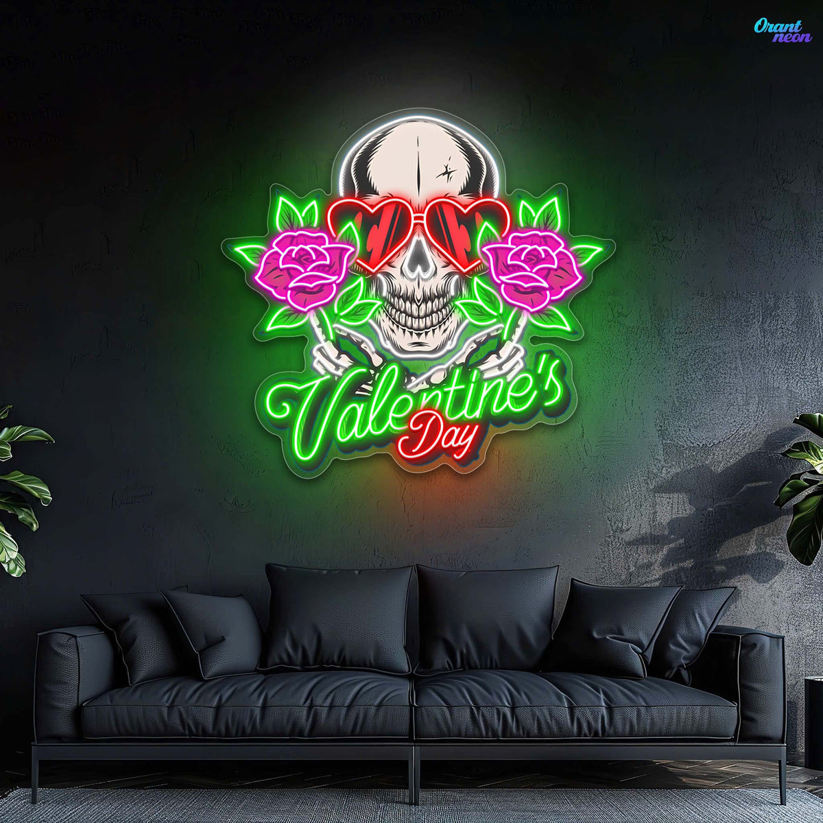 Dead Sexy Love: Skull, Rose, and Neon Vibes Best Gift For Valentine Neon Sight Light Artwork