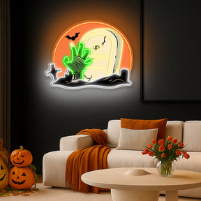 Halloween LED Neon Sign – Glowing Pumpkin with Witch Hat | Spooky Wall Decor for Halloween Parties & Home