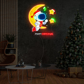 Astronaut with Moon Christmas Led Neon Acrylic Artwork