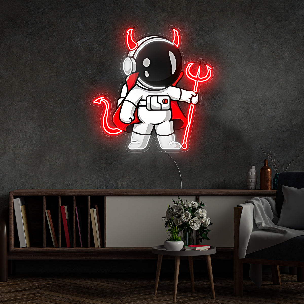 Astronaut Devil Led Neon Acrylic Artwork
