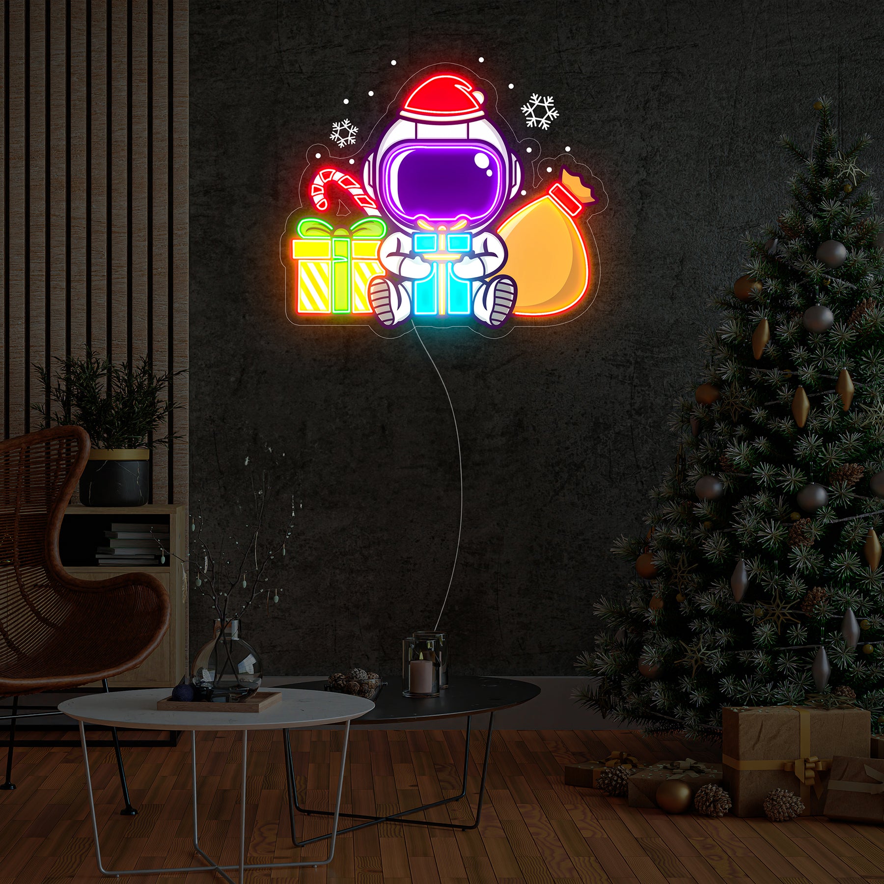 Astronaut Christmas 3 Led Neon Acrylic Artwork