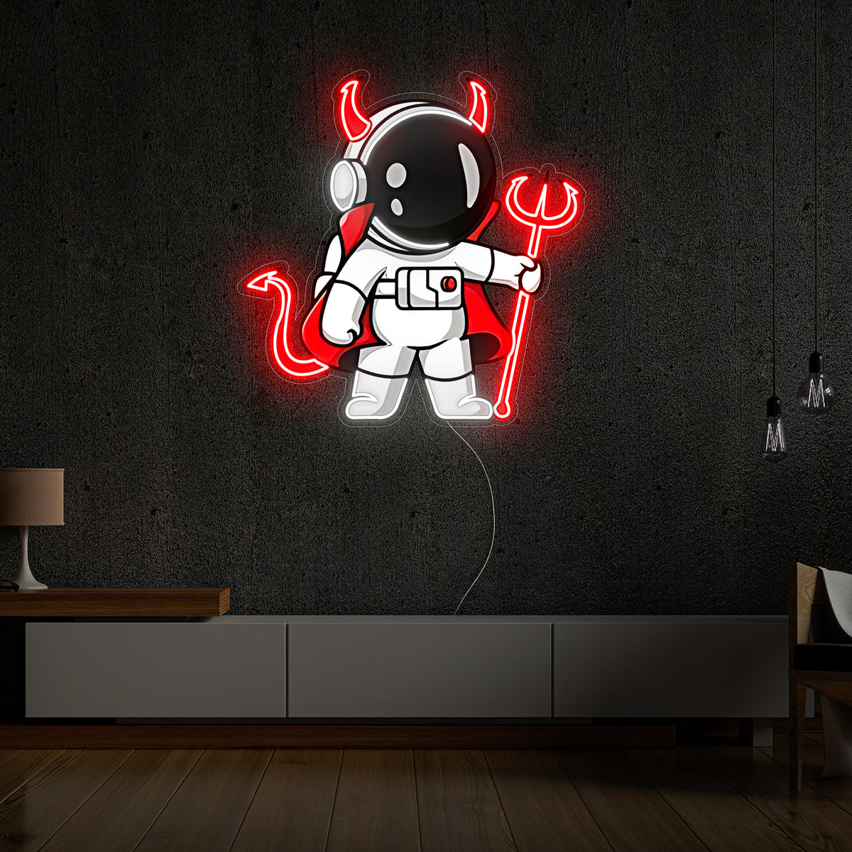 Astronaut Devil Led Neon Acrylic Artwork