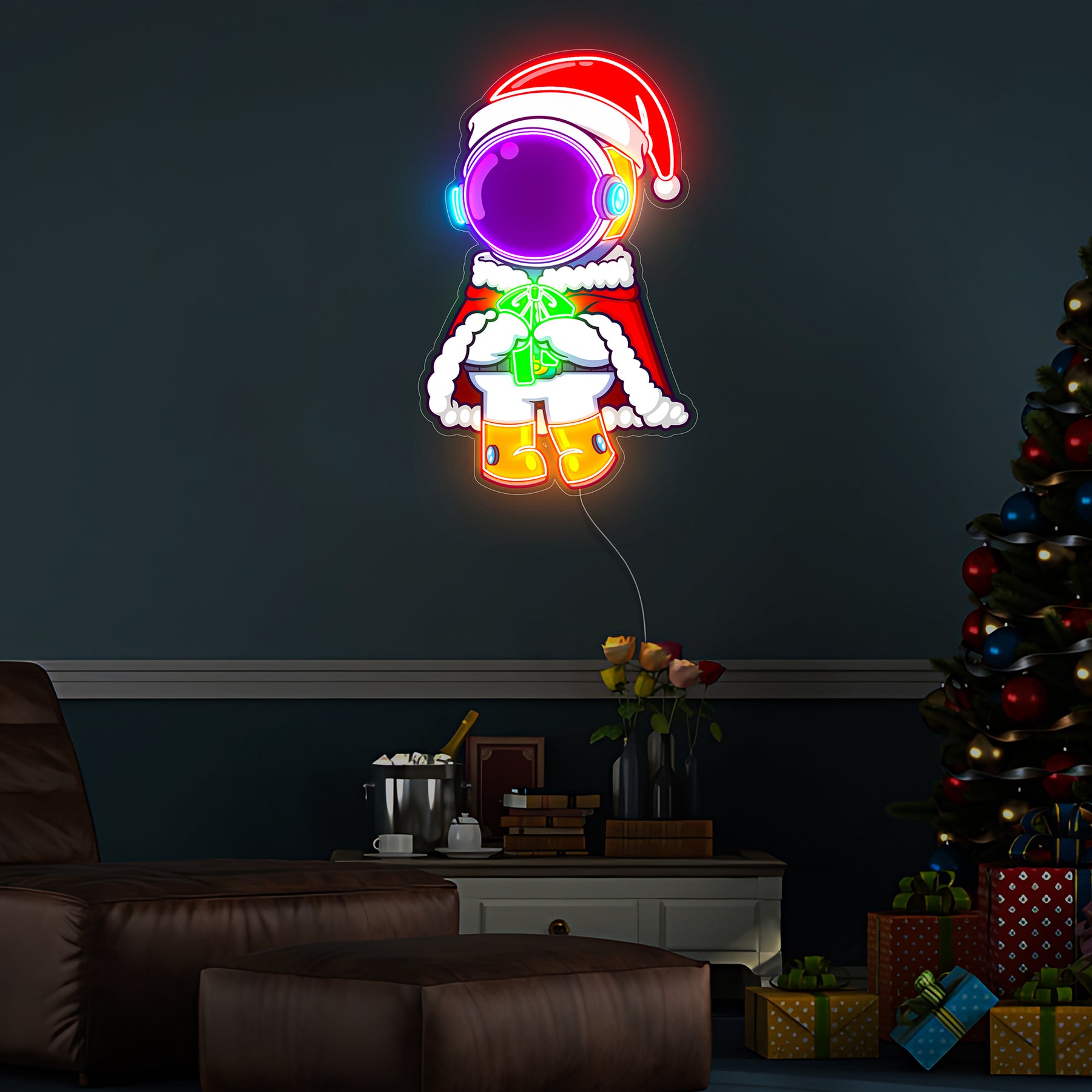 Astronaut Santa Christmas 1 Led Neon Acrylic Artwork