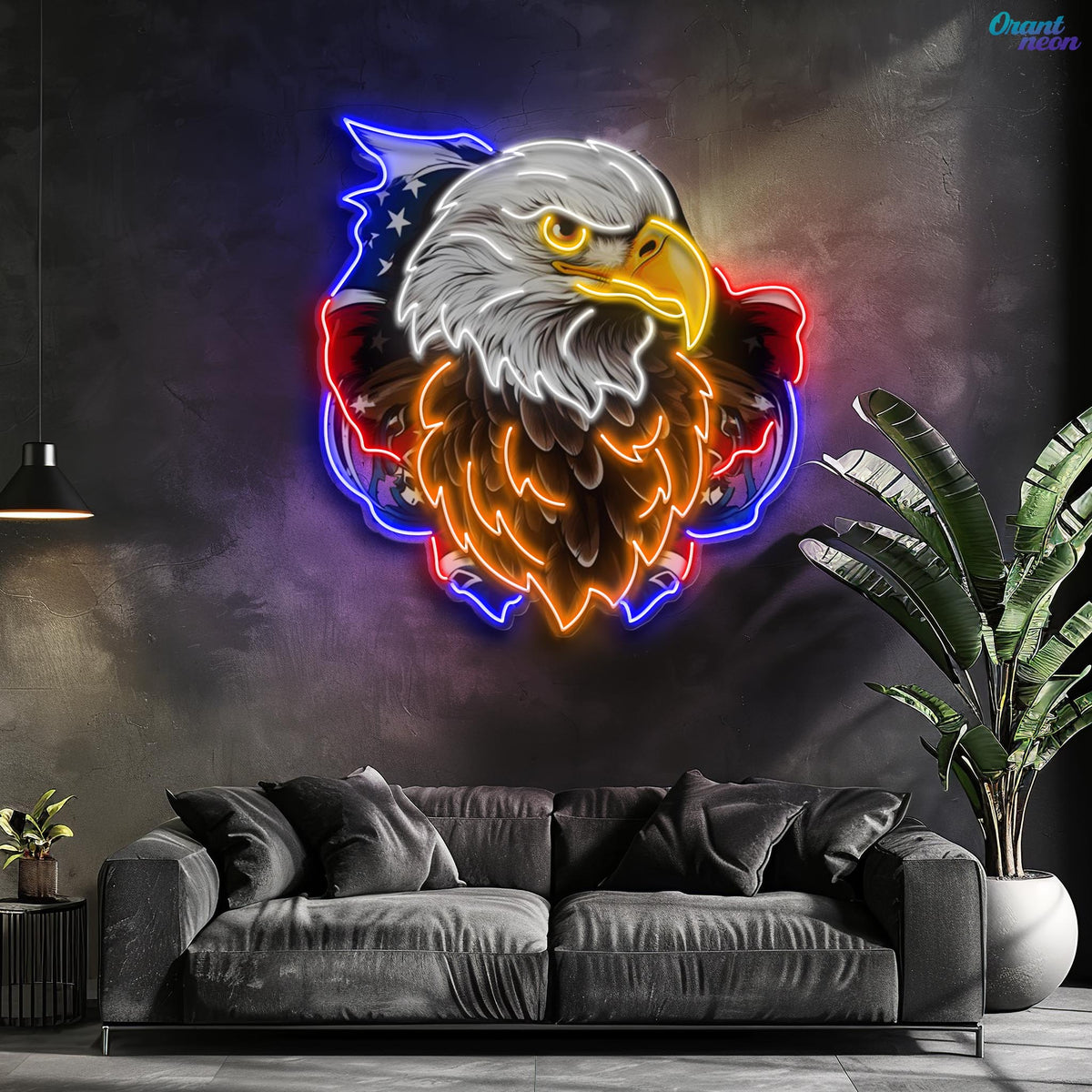 AMERICAN EAGLE and Flag Neon Sign