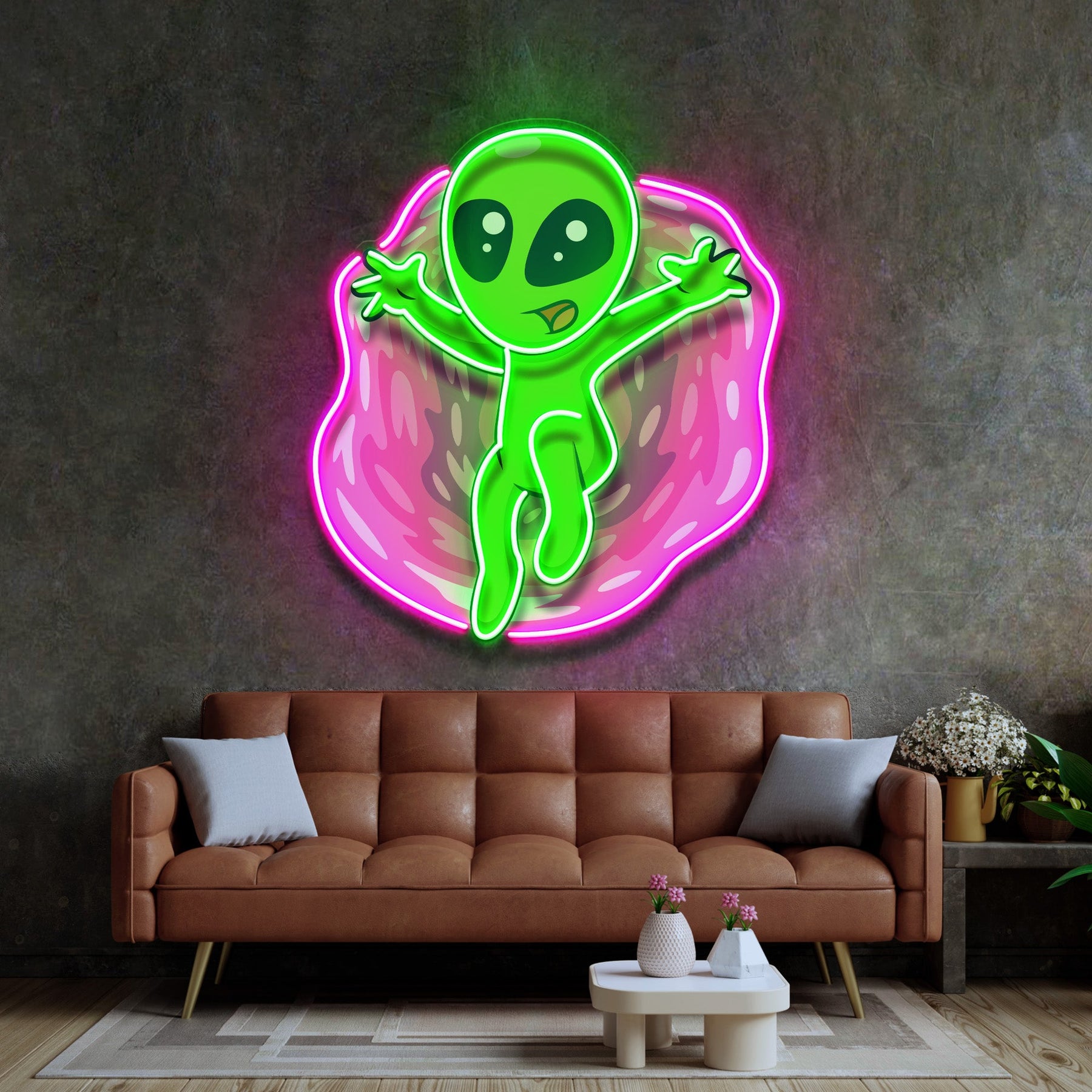 Aliens with funny poses LED Neon Sign Light Pop Art