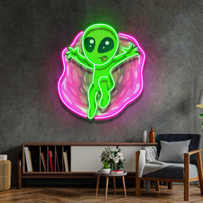 Aliens with funny poses LED Neon Sign Light Pop Art