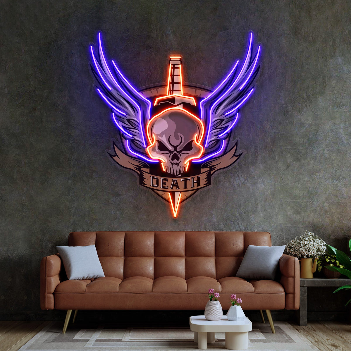 Angry Military Skull Wings LED Neon Sign Light Pop Art