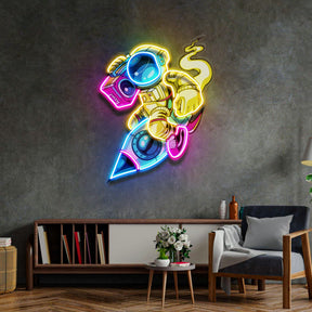 Astronauts Enjoying Space LED Neon Sign Light Pop Art