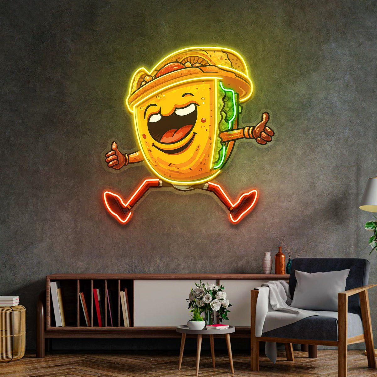 Taco Disco Dancing LED Neon Sign Light Pop Art