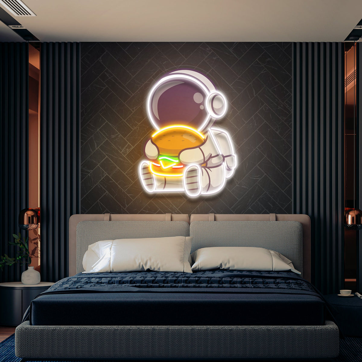 Buger Astronaut Art work Led Neon Sign Light