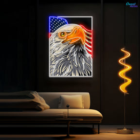 Bald Eagle Head Usa Flag Neon Sign