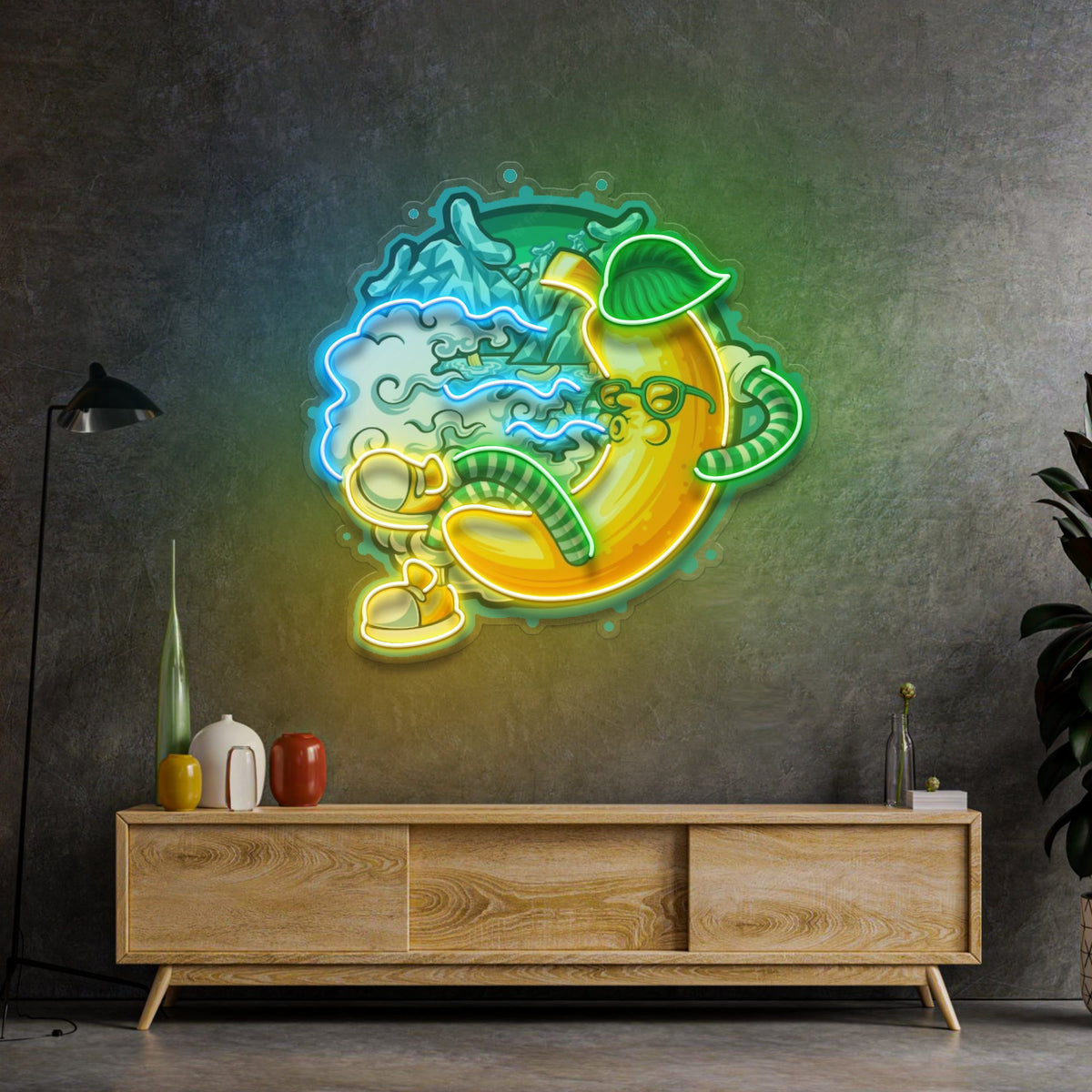 Banana Mint Cartoon LED Neon Sign Light Pop Art