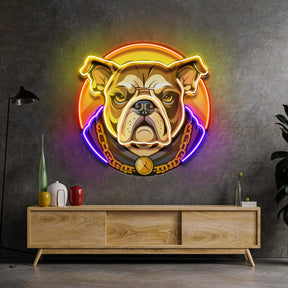 Bulldog Head Mascot LED Neon Sign Light Pop Art