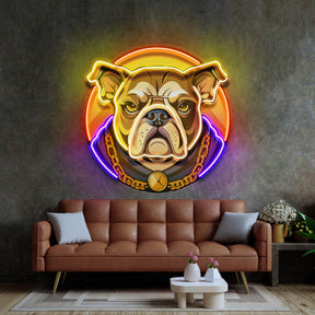 Bulldog Head Mascot LED Neon Sign Light Pop Art