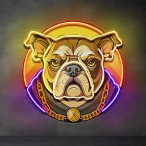 Bulldog Head Mascot LED Neon Sign Light Pop Art