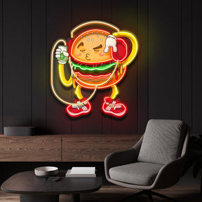 Burger Beats Mode LED Neon Sign Light Pop Art