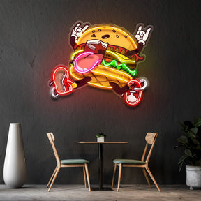 Burger Goes Wild LED Neon Sign Light Pop Art