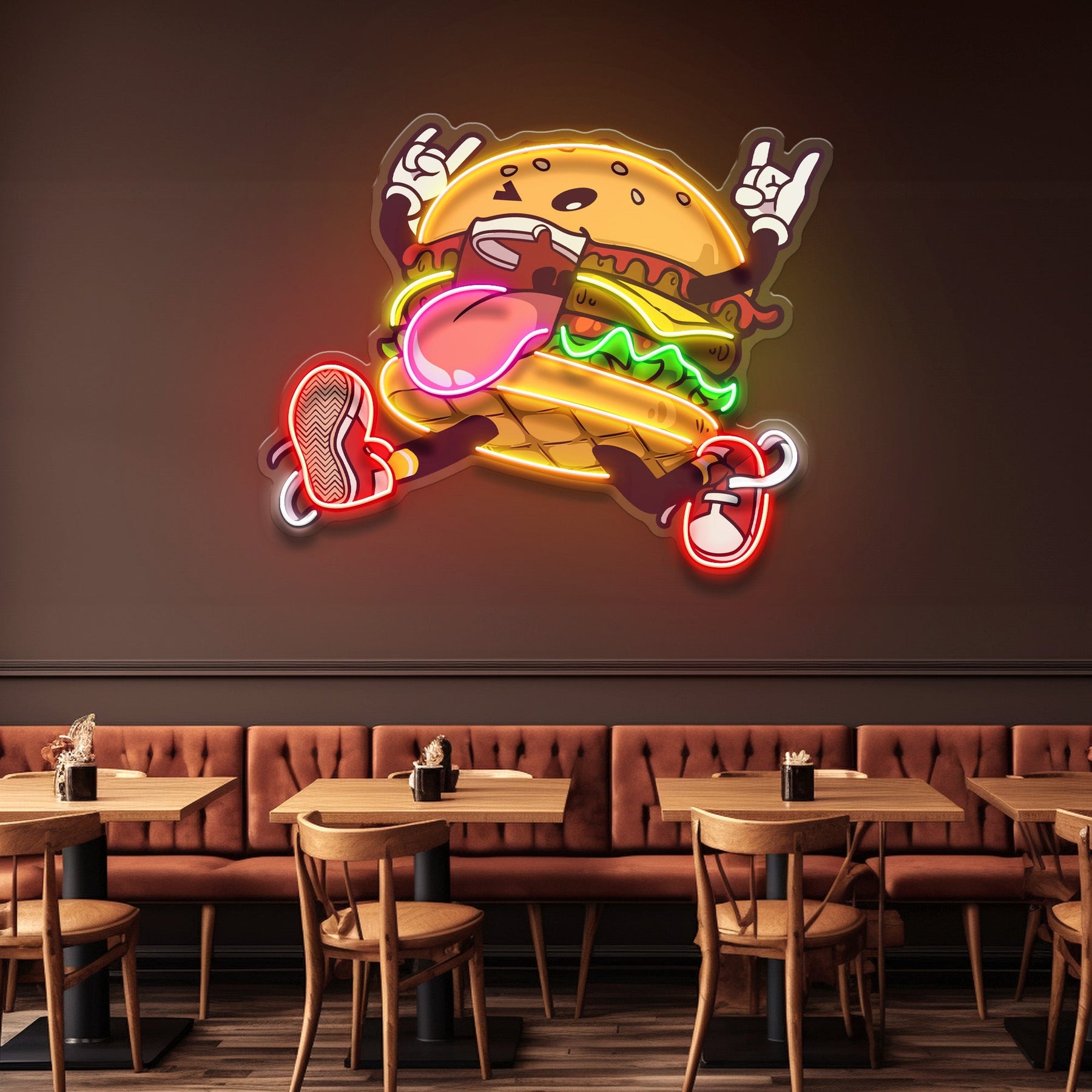 Burger Goes Wild LED Neon Sign Light Pop Art