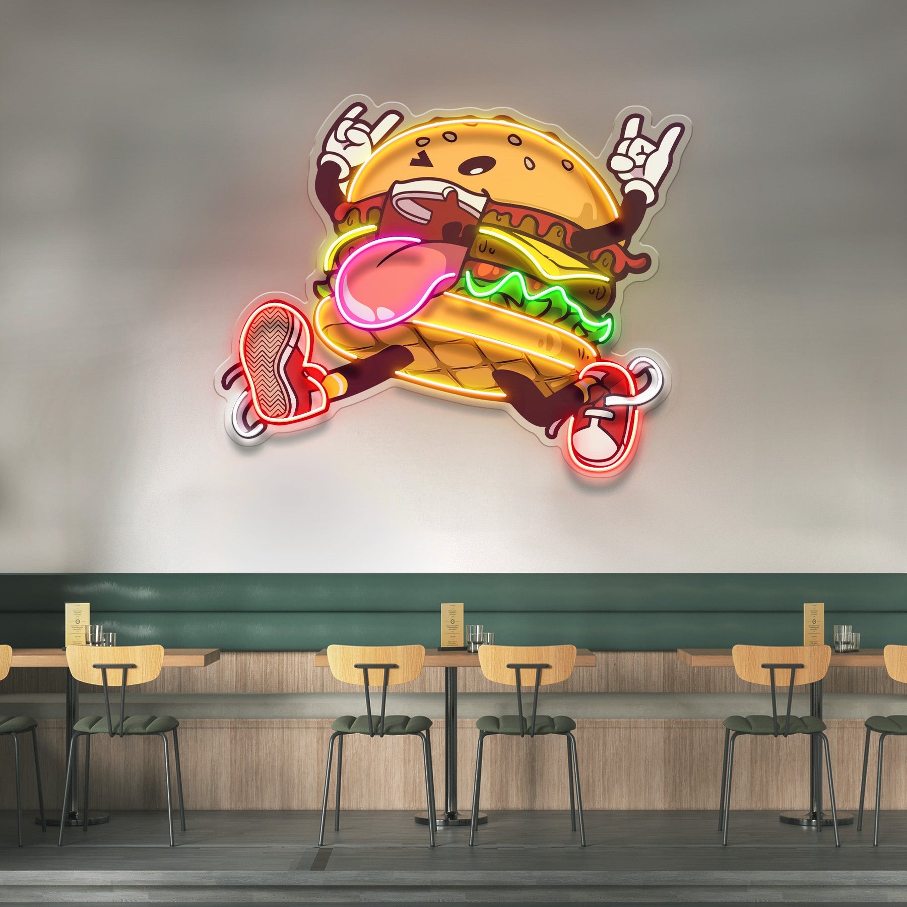 Burger Goes Wild LED Neon Sign Light Pop Art