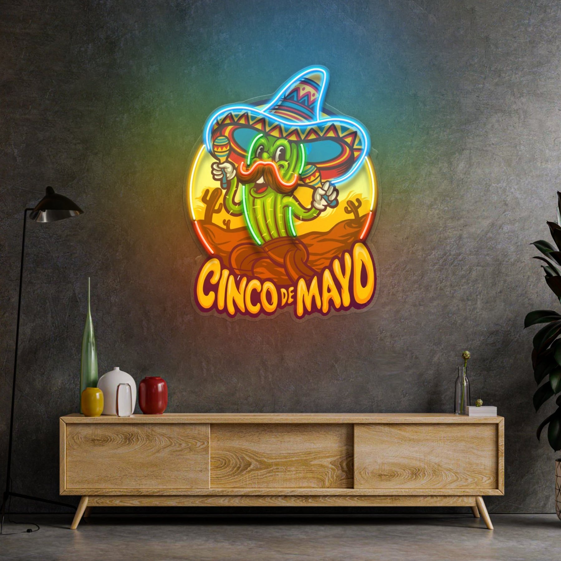 Cinco De Mayo Cactus LED Neon Sign Light Pop Art