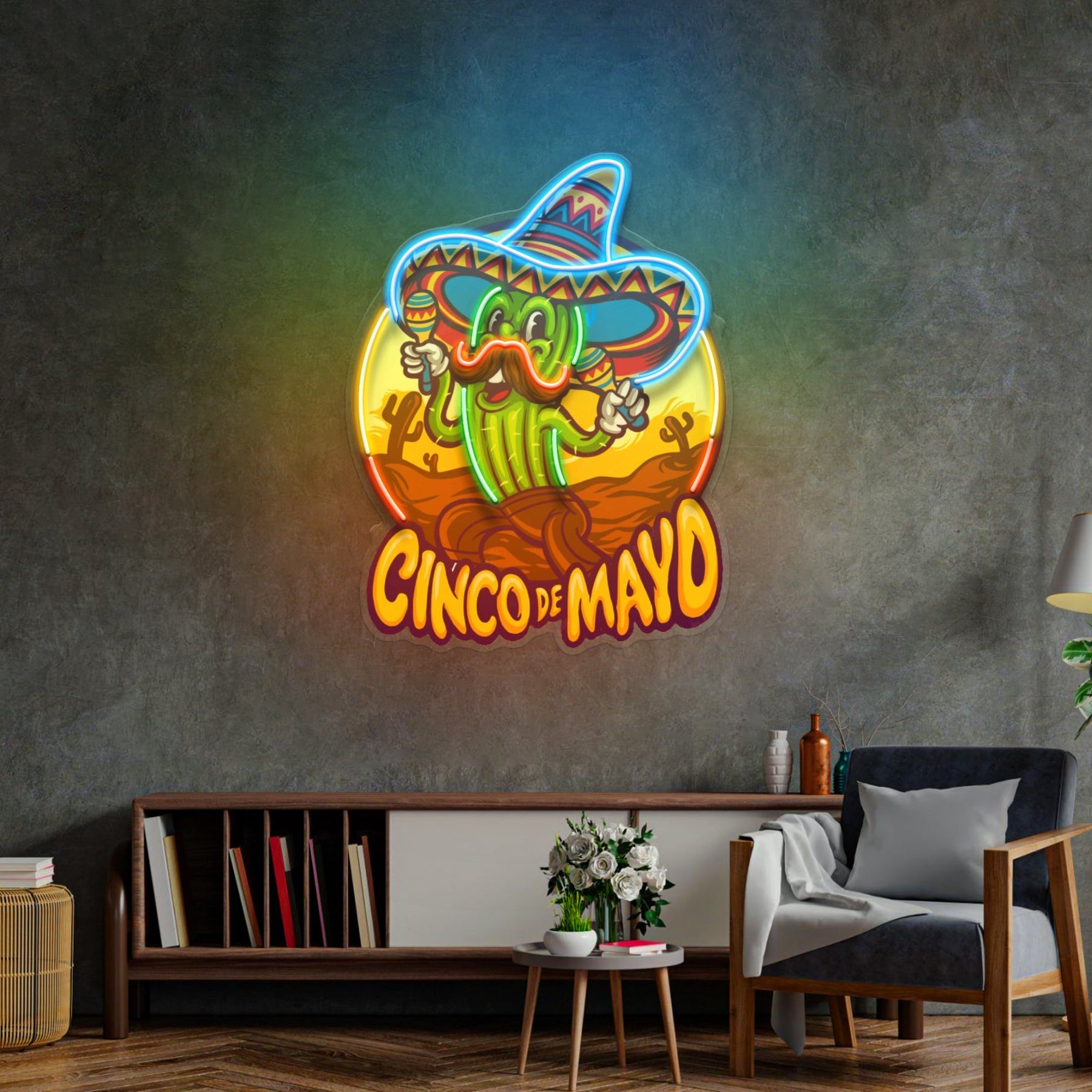 Cinco De Mayo Cactus LED Neon Sign Light Pop Art