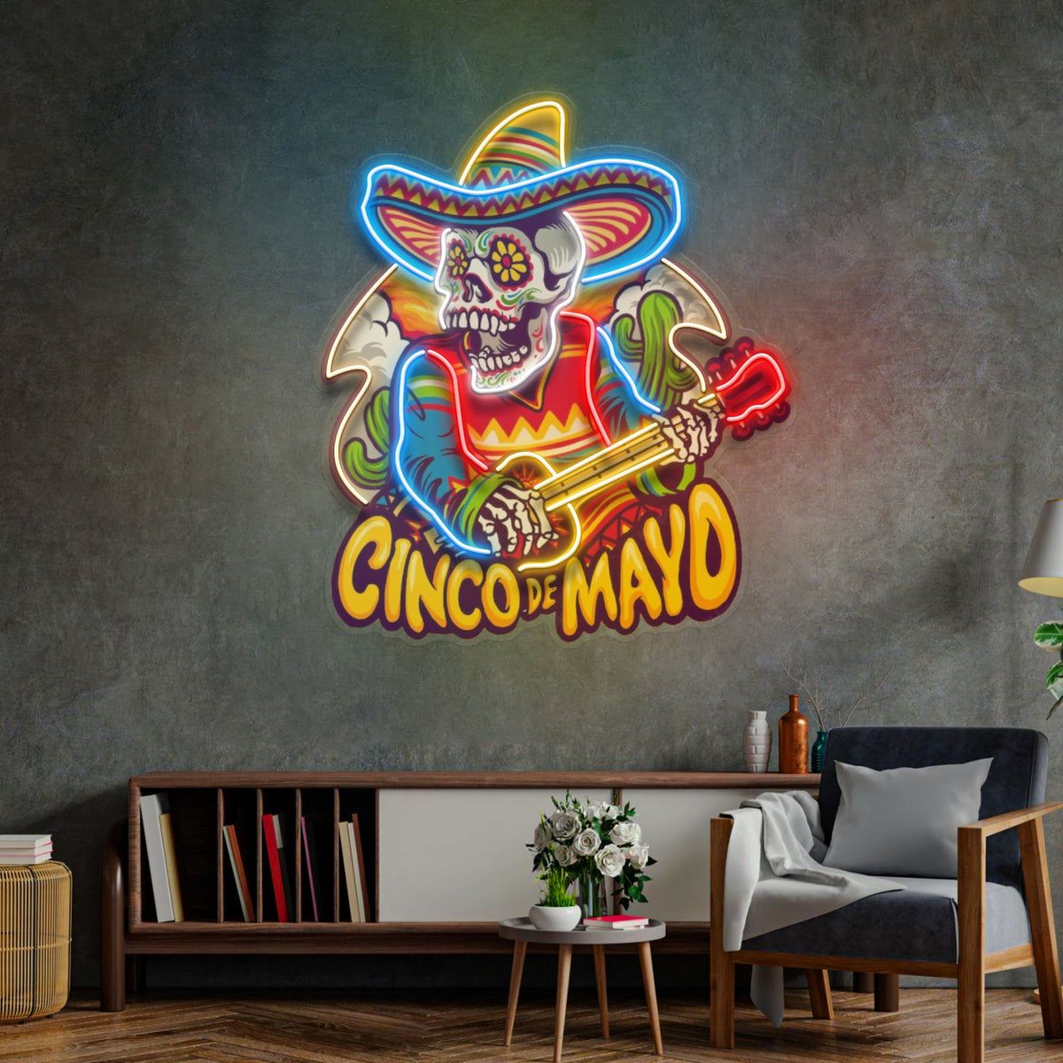 Cinco De Mayo Skull LED Neon Sign Light Pop Art