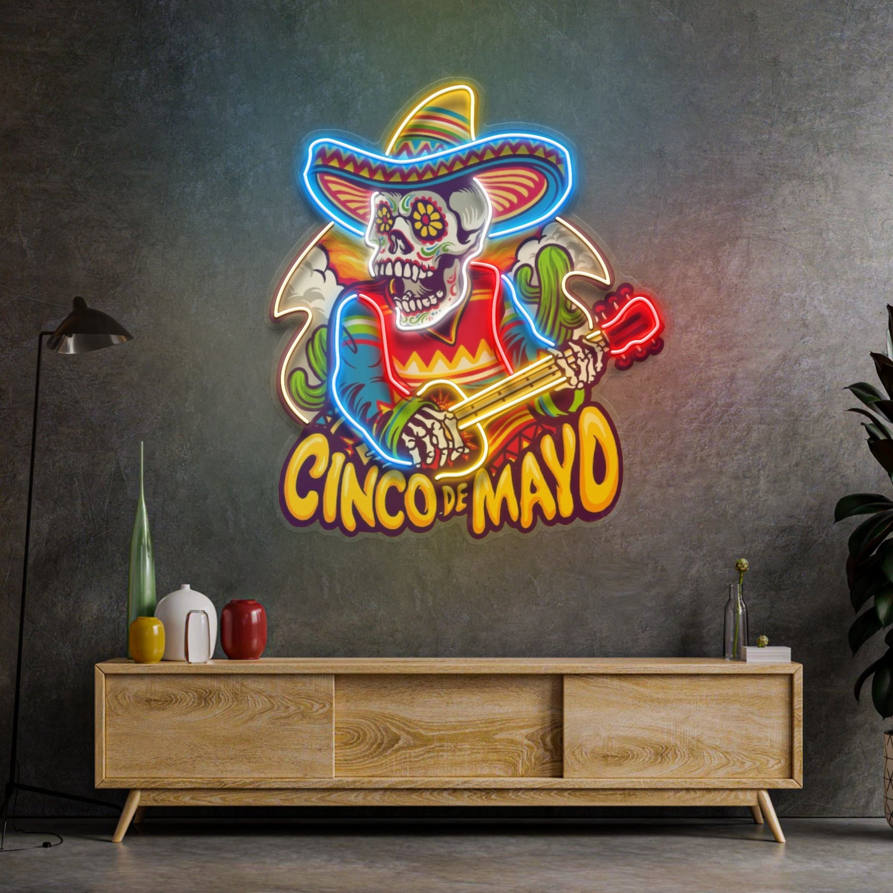 Cinco De Mayo Skull LED Neon Sign Light Pop Art
