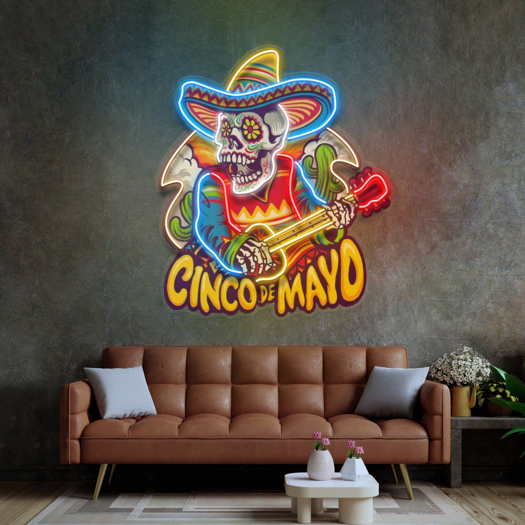 Cinco De Mayo Skull LED Neon Sign Light Pop Art