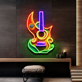 Colorful Guitar In Abstract Art LED Neon Sign Light Pop Art
