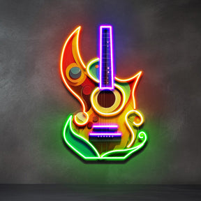 Colorful Guitar In Abstract Art LED Neon Sign Light Pop Art