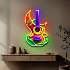 Colorful Guitar In Abstract Art LED Neon Sign Light Pop Art
