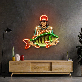 Colorful Fisherman LED Neon Sign Light Pop Art