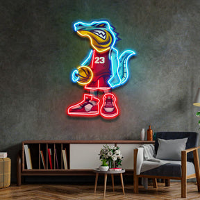 Crocodile Play Basketball LED Neon Sign Light Pop Art