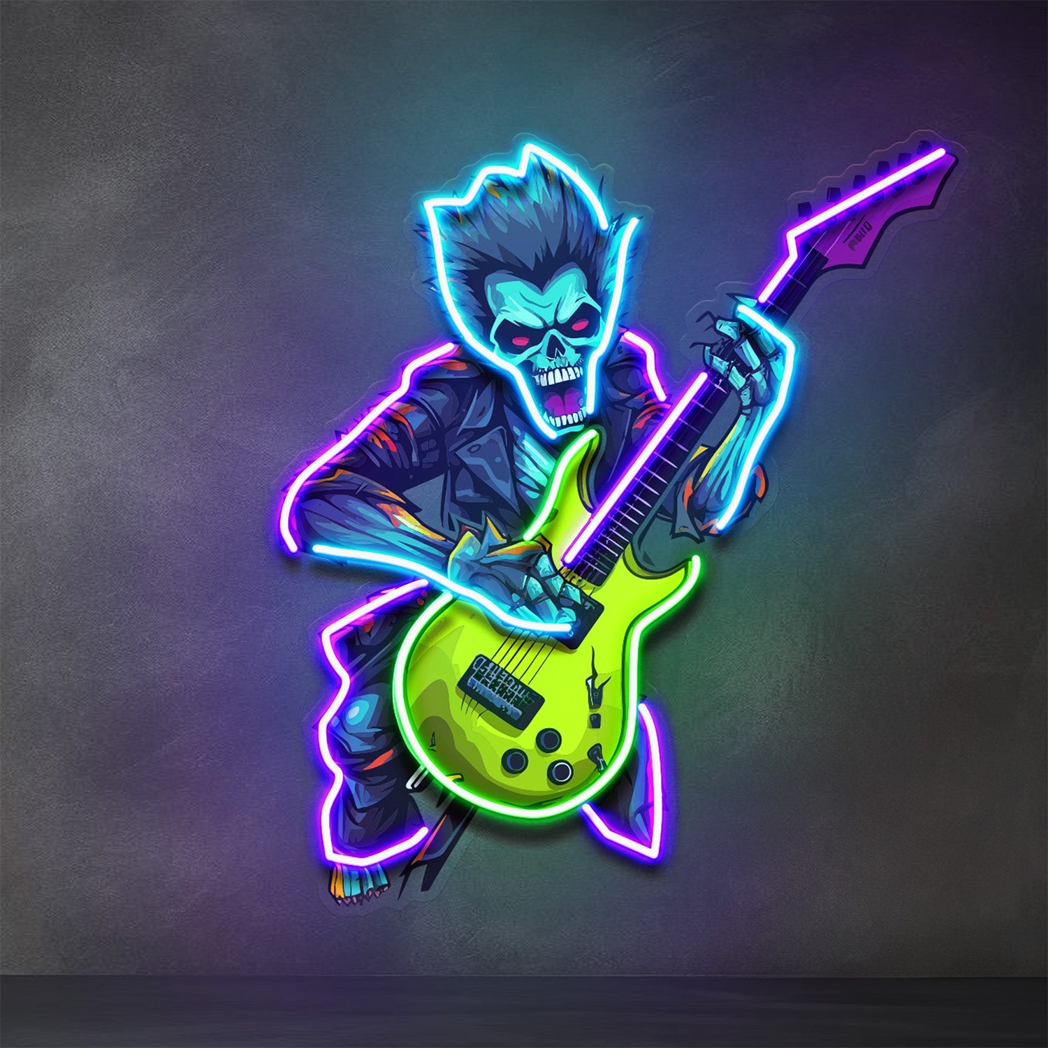 Cute Zombie Playing Electric Guitar LED Neon Sign Light Pop Art