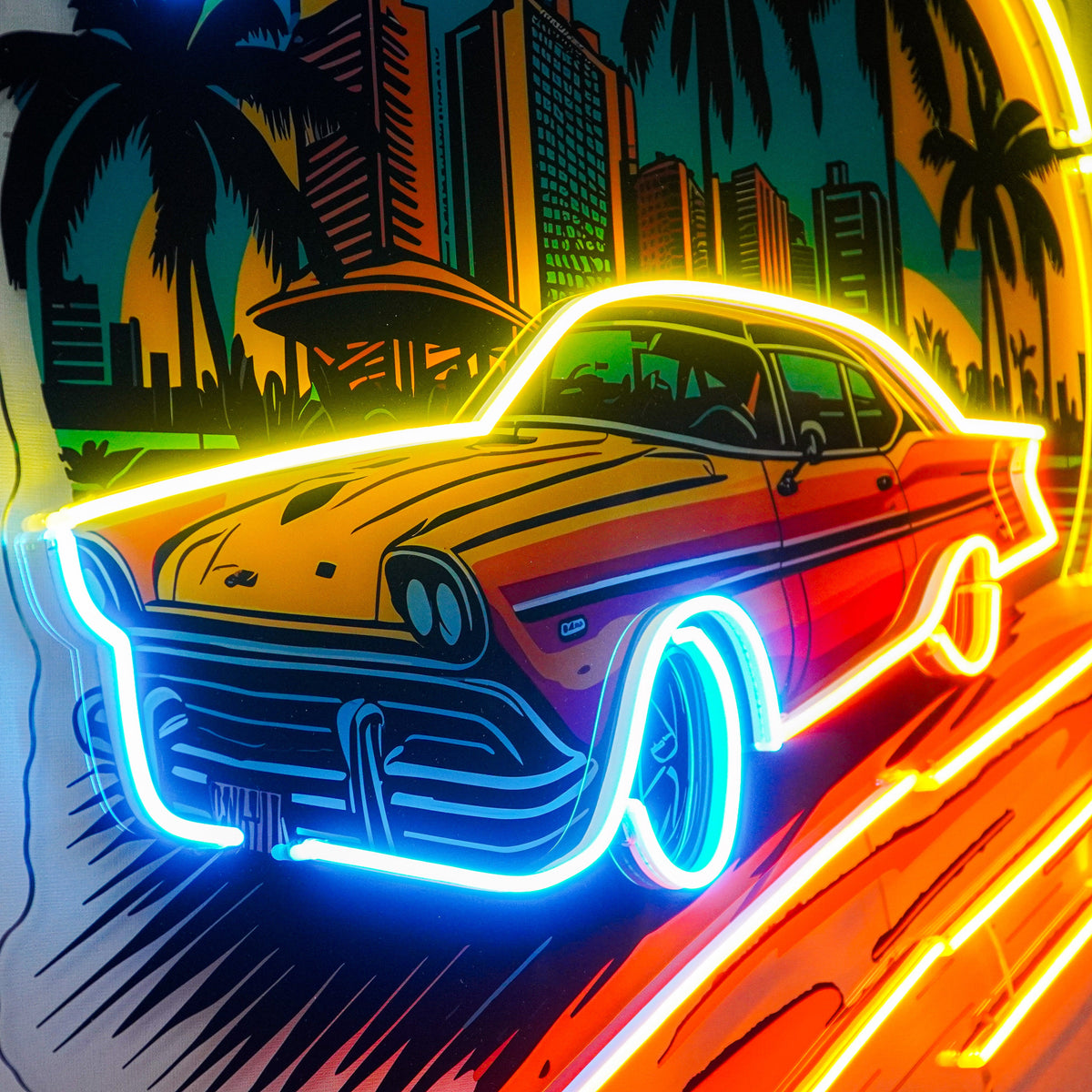 Car The Sunset LED Neon Sign Light Pop Art