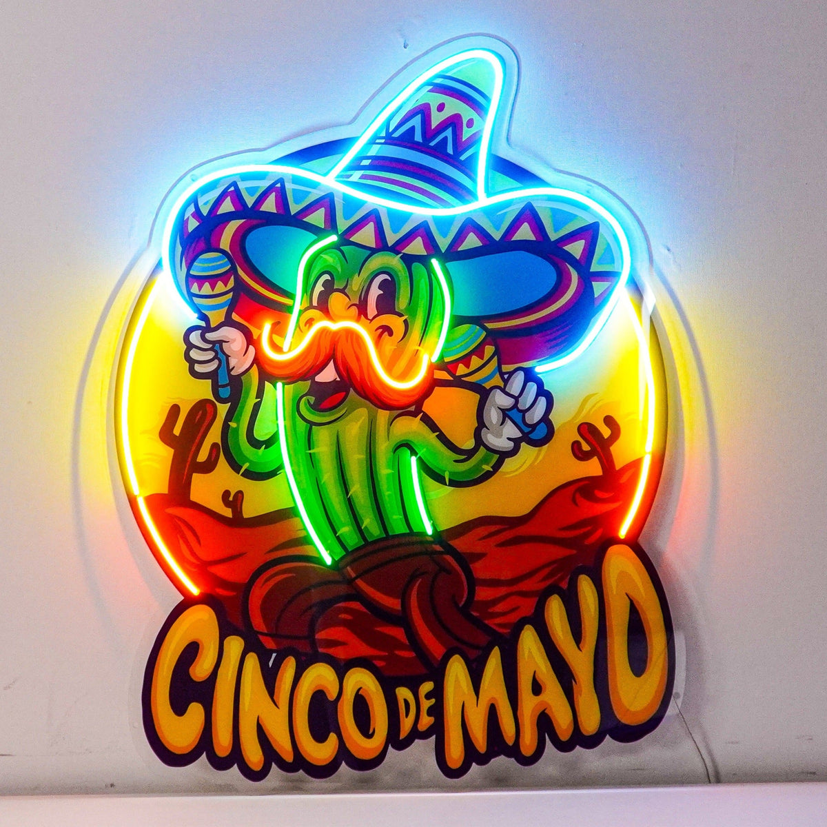 Cinco De Mayo Cactus LED Neon Sign Light Pop Art
