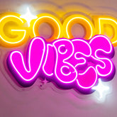 Dynamic Callipraphy GOOD VIBES LED Neon Sign Light Pop Art