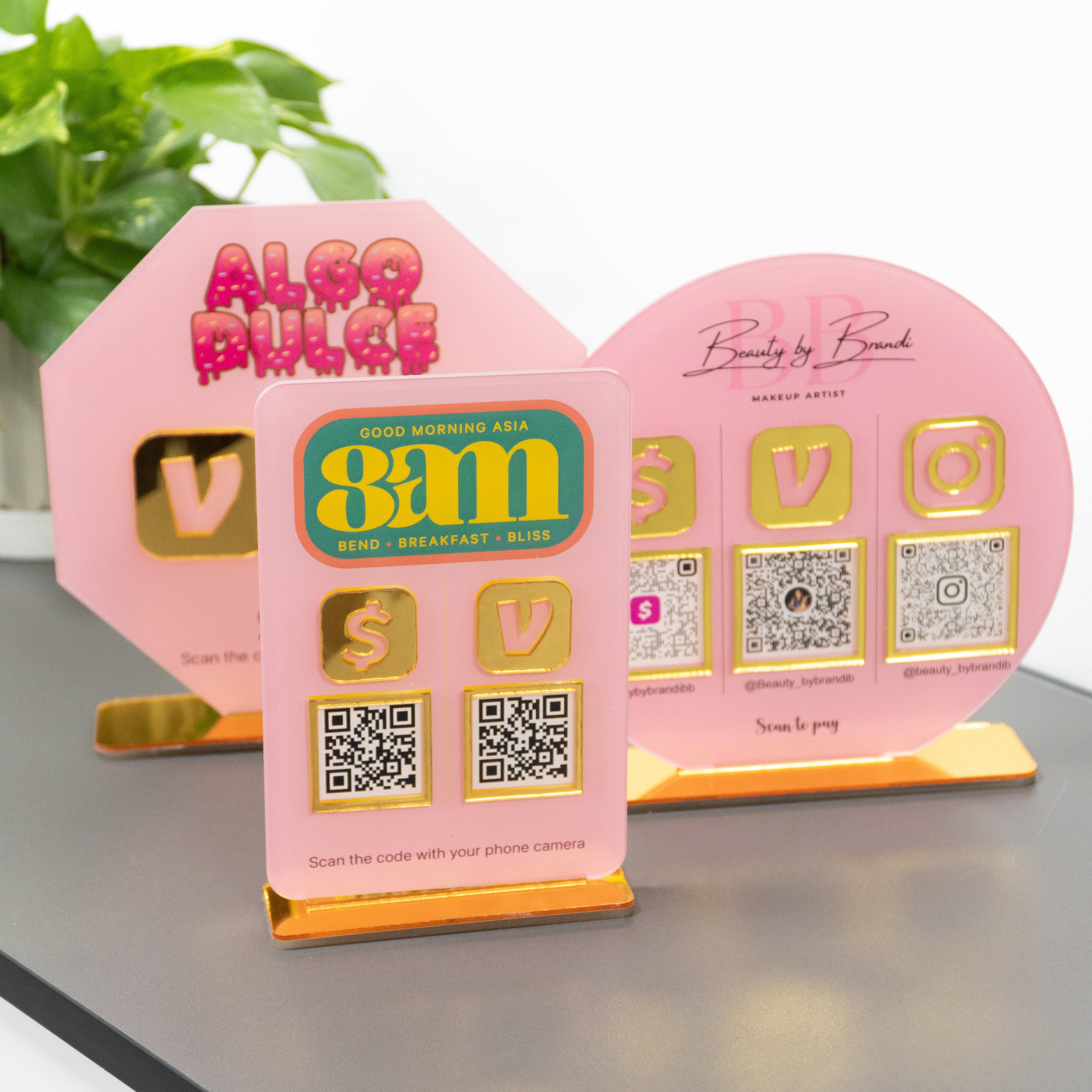 Custom Double QR Code Vertical Rectangle Stand Layout A