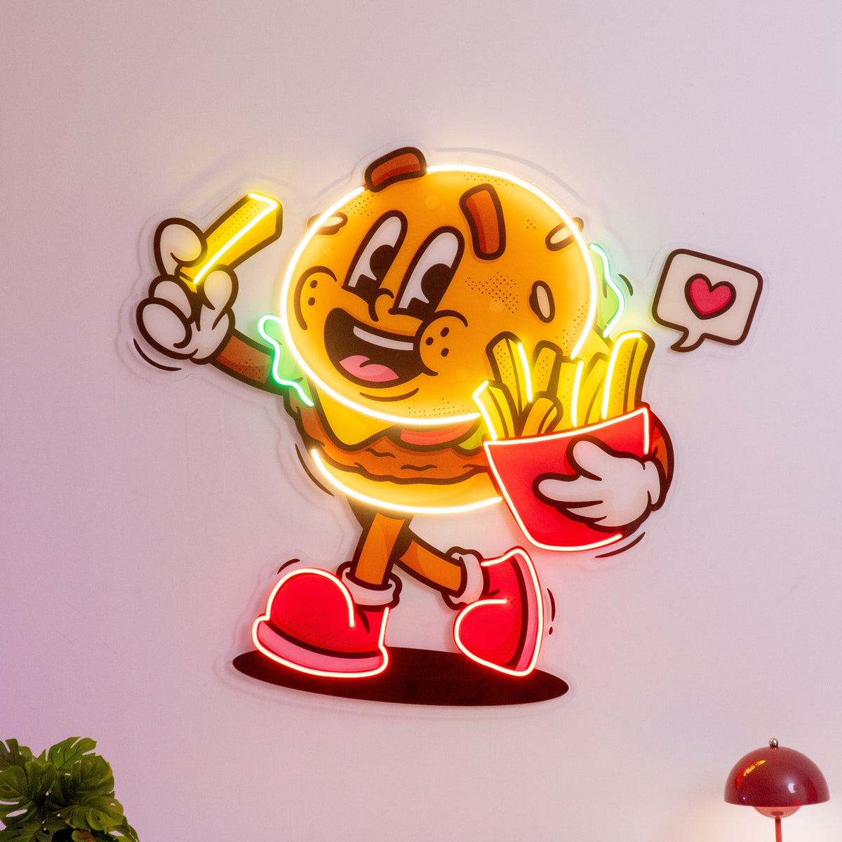 Burger Cute Trendy Retro LED Neon Sign Light Pop Art